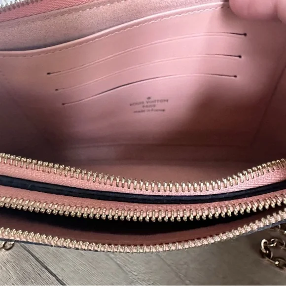 Louis Vuitton Double Zip Pink Leather Women's Bag Pouch WOC Pouchette crossbody - Picture 6 of 15